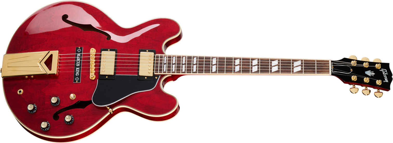 Gibson Marcus King Es345 Fixed Vibrola 2h Trem Rw - Sixties Cherry - Semi hollow elektriche gitaar - Main picture