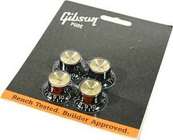 Draaiknop Gibson Top Hat Knobs With Inserts 4-Pack - Black w/ Gold Inserts