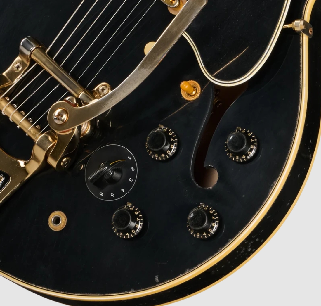 Gibson Custom Shop Es345 Reissue 1959 Bigsby 2h Trem Eb - Murphy Lab Heavy Aged Ebony - Semi hollow elektriche gitaar - Variation 3