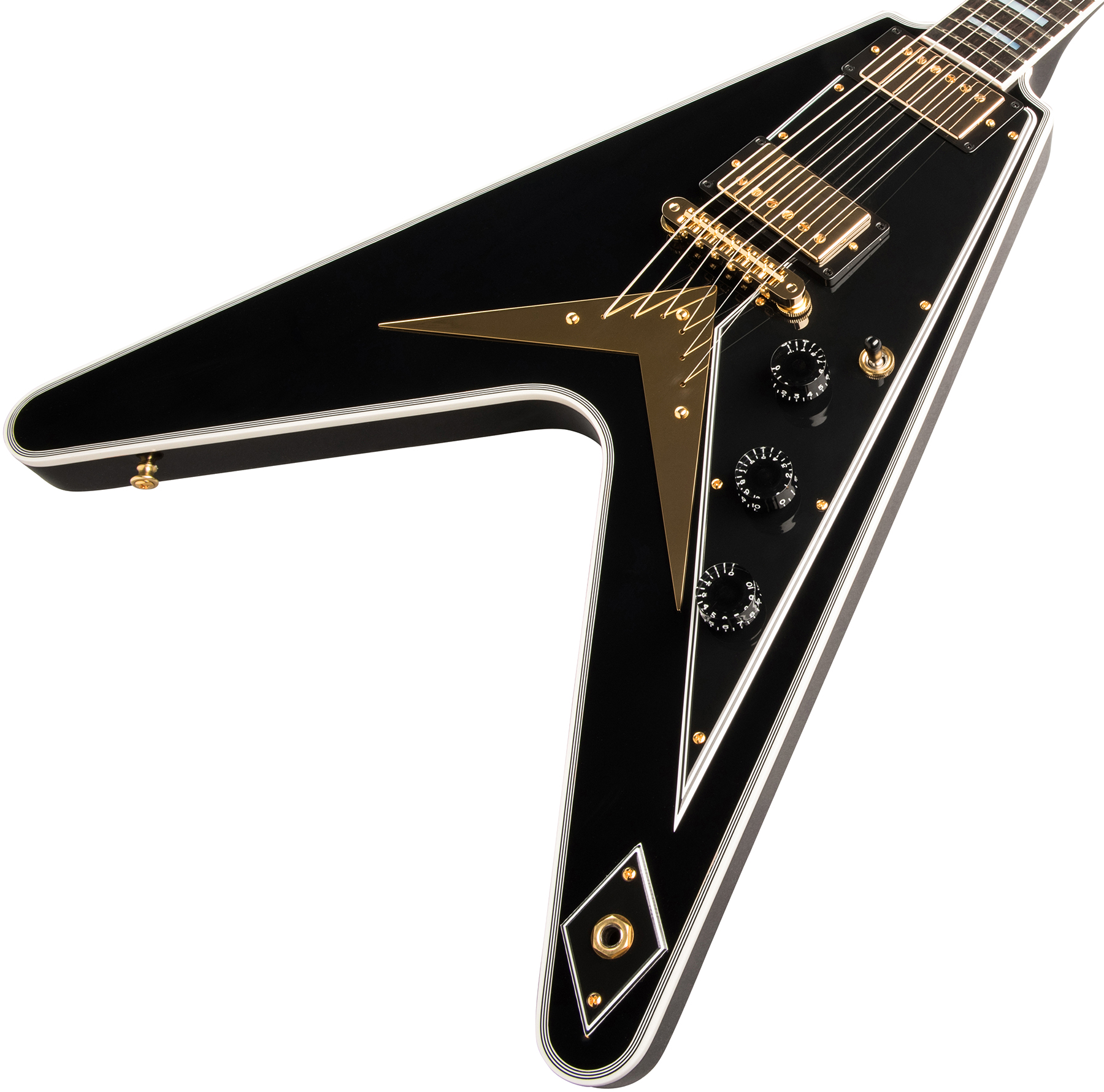 Gibson Custom Shop Flying V Custom 2019 2h Ht Eb - Ebony - Metalen elektrische gitaar - Variation 3