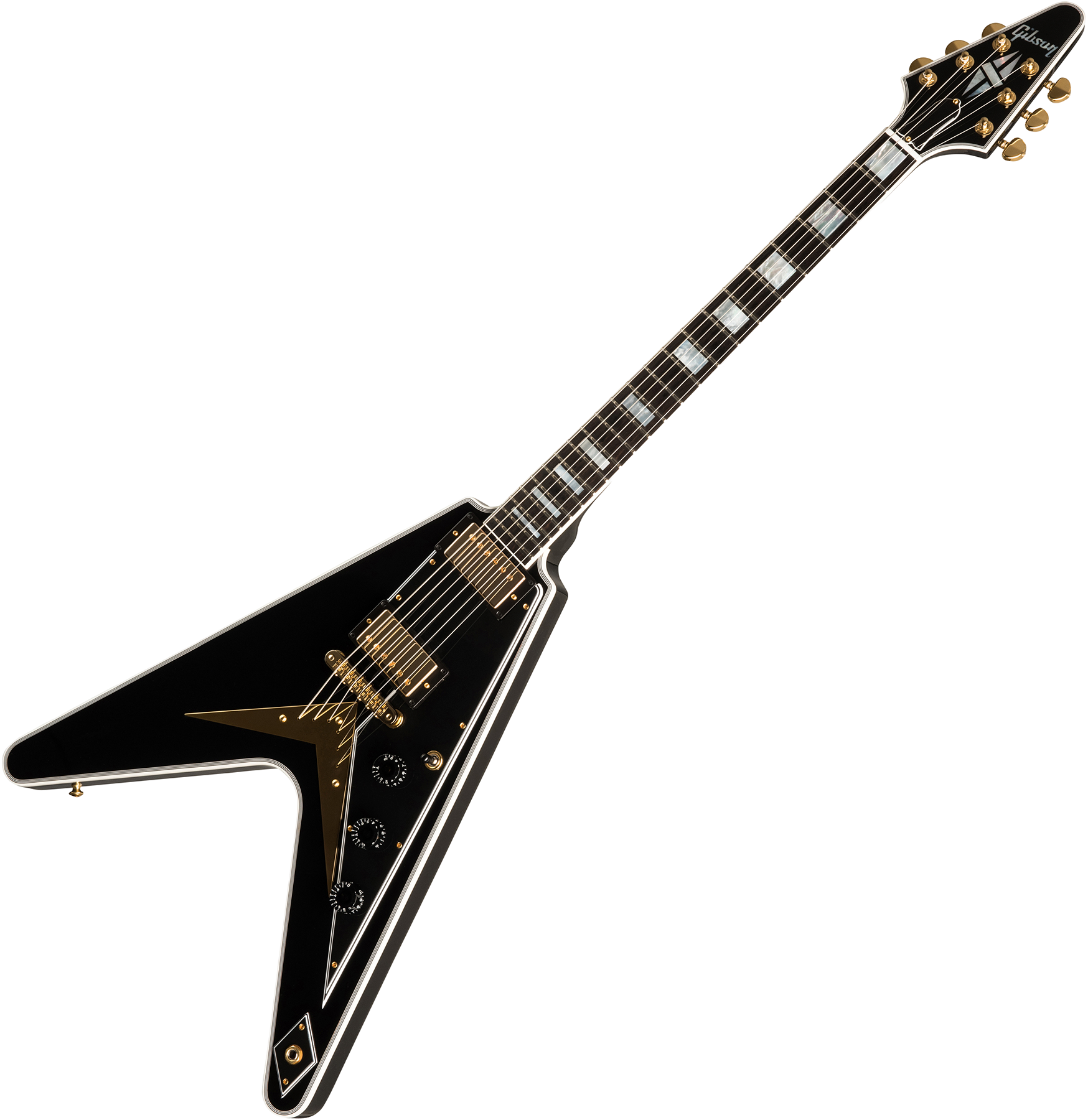 Gibson Custom Shop Flying V Custom 2019 2h Ht Eb - Ebony - Metalen elektrische gitaar - Variation 4