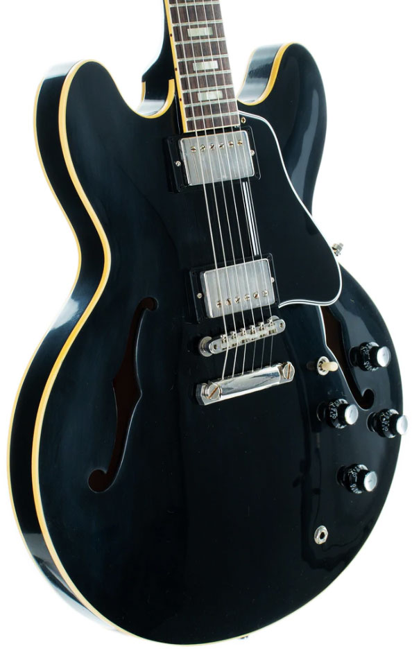 Gibson Custom Shop Historic Es-335 1964 Reissue 2h Ht Rw - Vos Ebony - Semi hollow elektriche gitaar - Variation 2