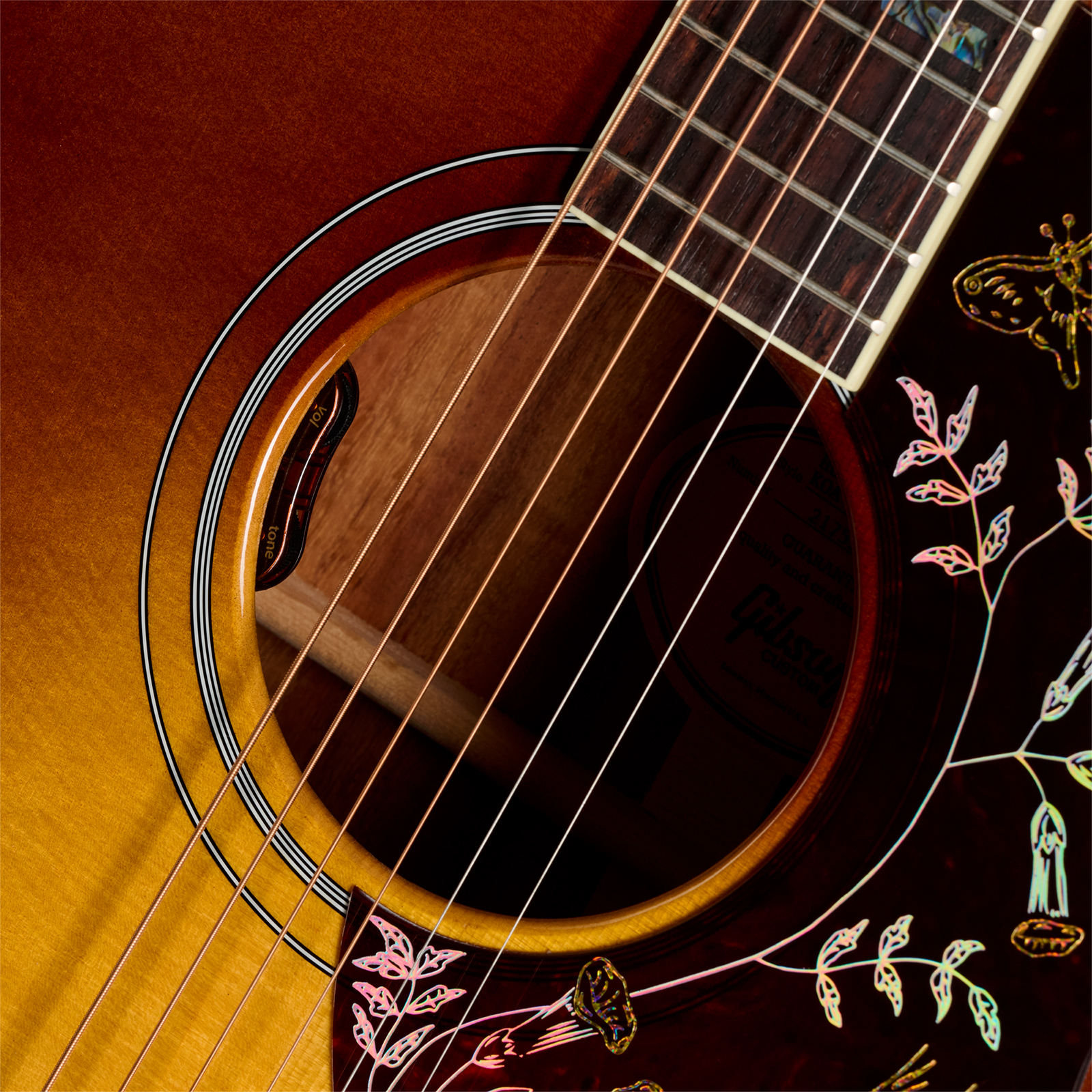 Gibson Custom Shop Hummingbird Elegant Koa Artisan Dreadnought Epicea Koa Rw - Honey Burst - Folk gitaar - Variation 3