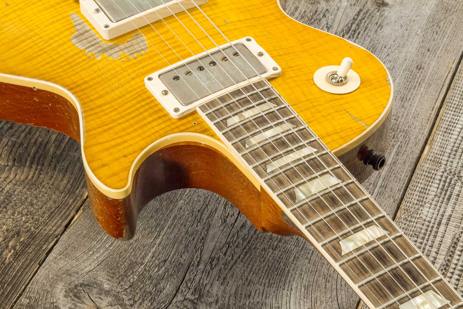 Gibson Custom Shop Kirk Hammett Les Paul Standard Greeny 2h Ht Rw #932582 - Murphy Lab Aged Greeny Burst - Enkel gesneden elektrische gitaar - Variati