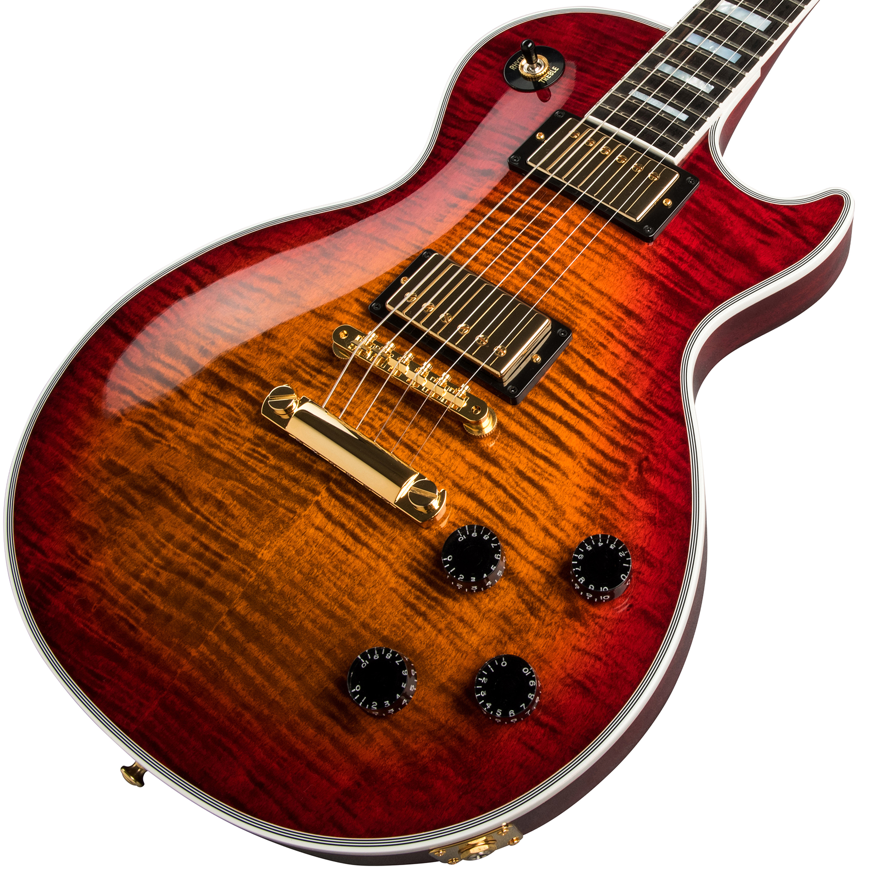 Gibson Custom Shop Les Paul Axcess Custom Figured Top 2019 2h Ht Eb - Gloss Bengal Burst - Enkel gesneden elektrische gitaar - Variation 3