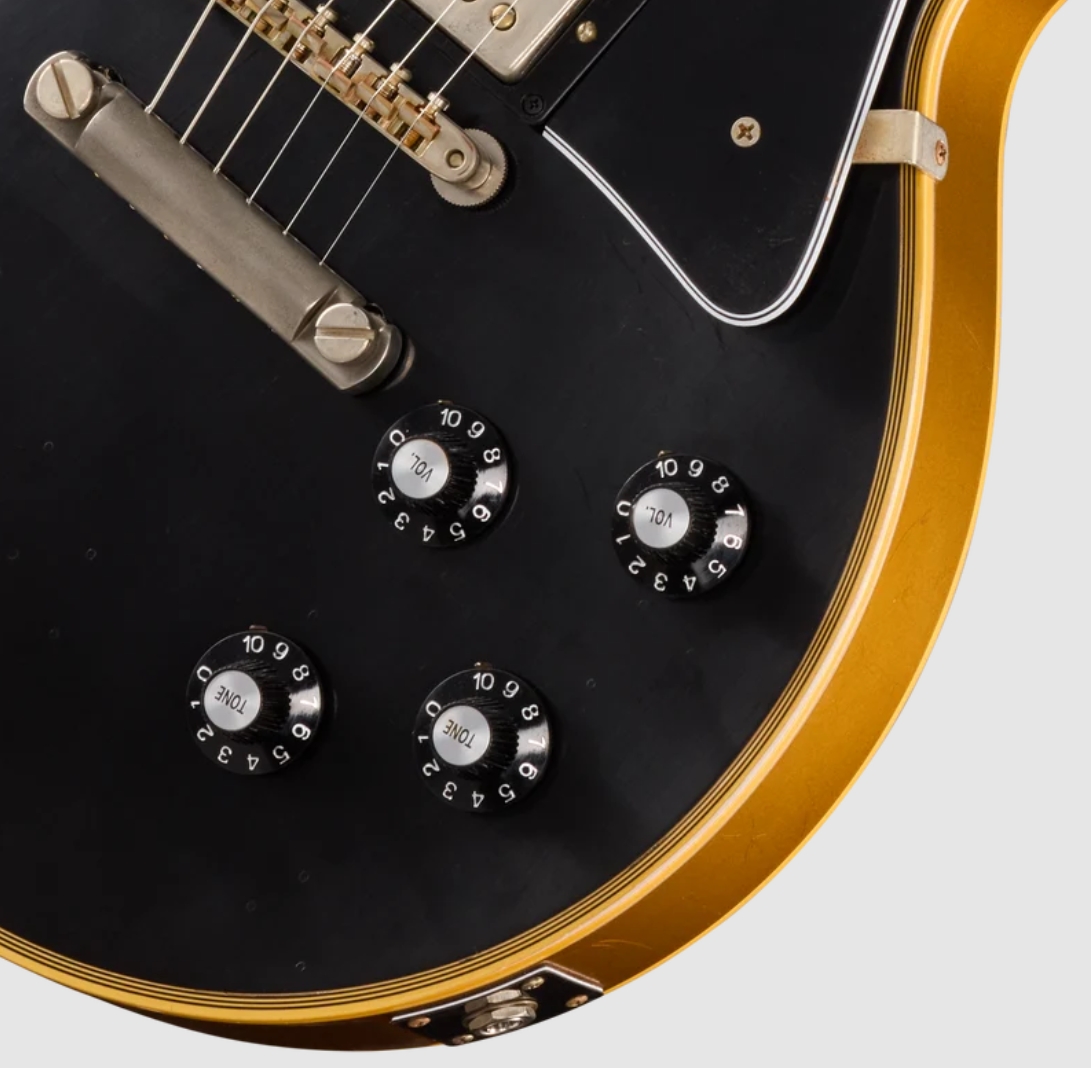 Gibson Custom Shop Les Paul Custom 1968 Le Ltd 2h Ht Eb - Vos Ebony Top / Antique Gold Back - Single cut gitaar - Variation 3