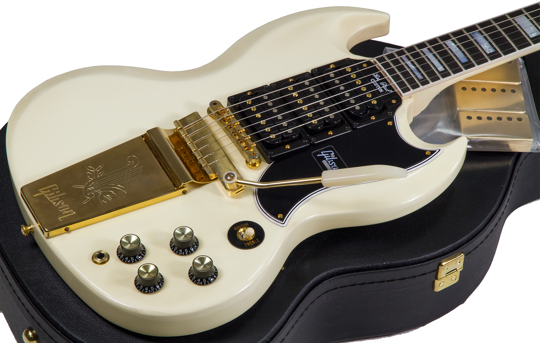 Gibson Custom Shop Les Paul Sg Custom 1963 Reissue 2019 Maestro Vibrola 3h Trem Eb - Vos Classic White - Guitarra eléctrica de doble corte. - Variatio