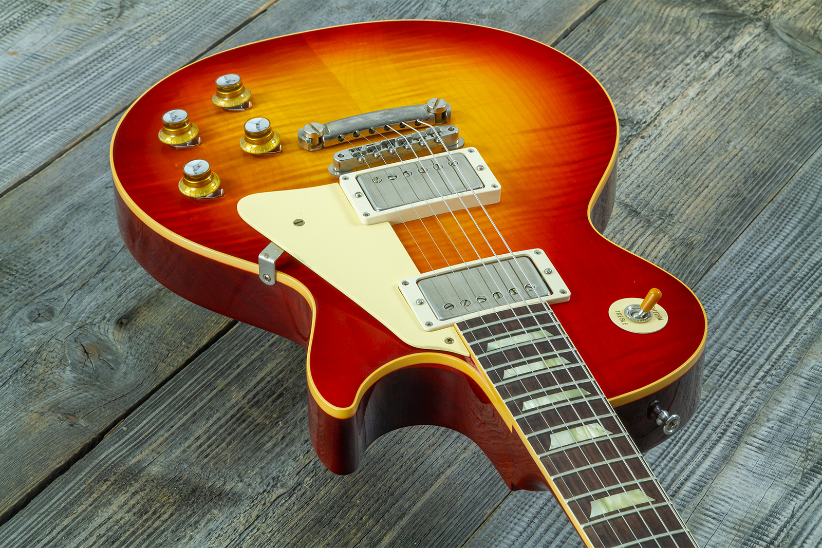 Gibson Custom Shop Les Paul Standard 1960 Reissue 2h Ht Rw #04714 - Vos Washed Cherry Sunburst - Single cut gitaar - Variation 3