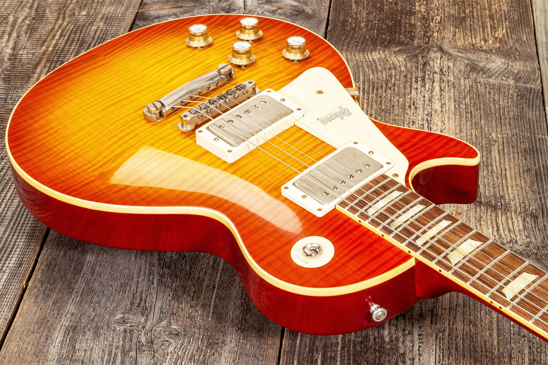 Gibson Custom Shop Les Paul Standard 1960 Reissue Lh Gaucher 2h Ht Rw #09122 - Vos Tangerine Burst - Linkshandige elektrische gitaar - Variation 2