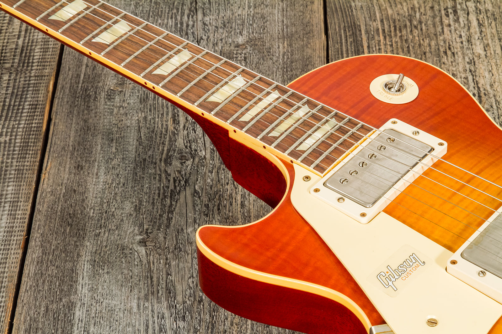 Gibson Custom Shop Les Paul Standard 1960 Reissue Lh Gaucher 2h Ht Rw #09122 - Vos Tangerine Burst - Linkshandige elektrische gitaar - Variation 4