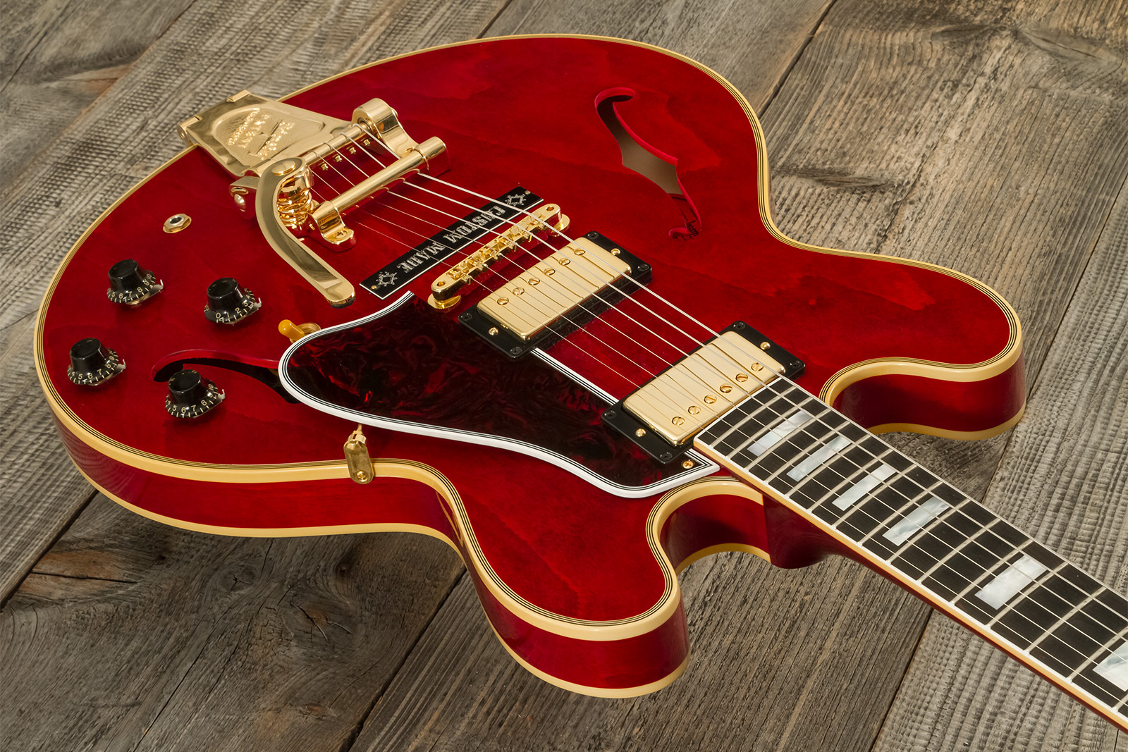 Gibson Custom Shop M2m Es355 1959 Bigsby Custom Made Plate 2h Trem Eb #a950134 - Vos 60s Cherry - Semi hollow elektriche gitaar - Variation 2