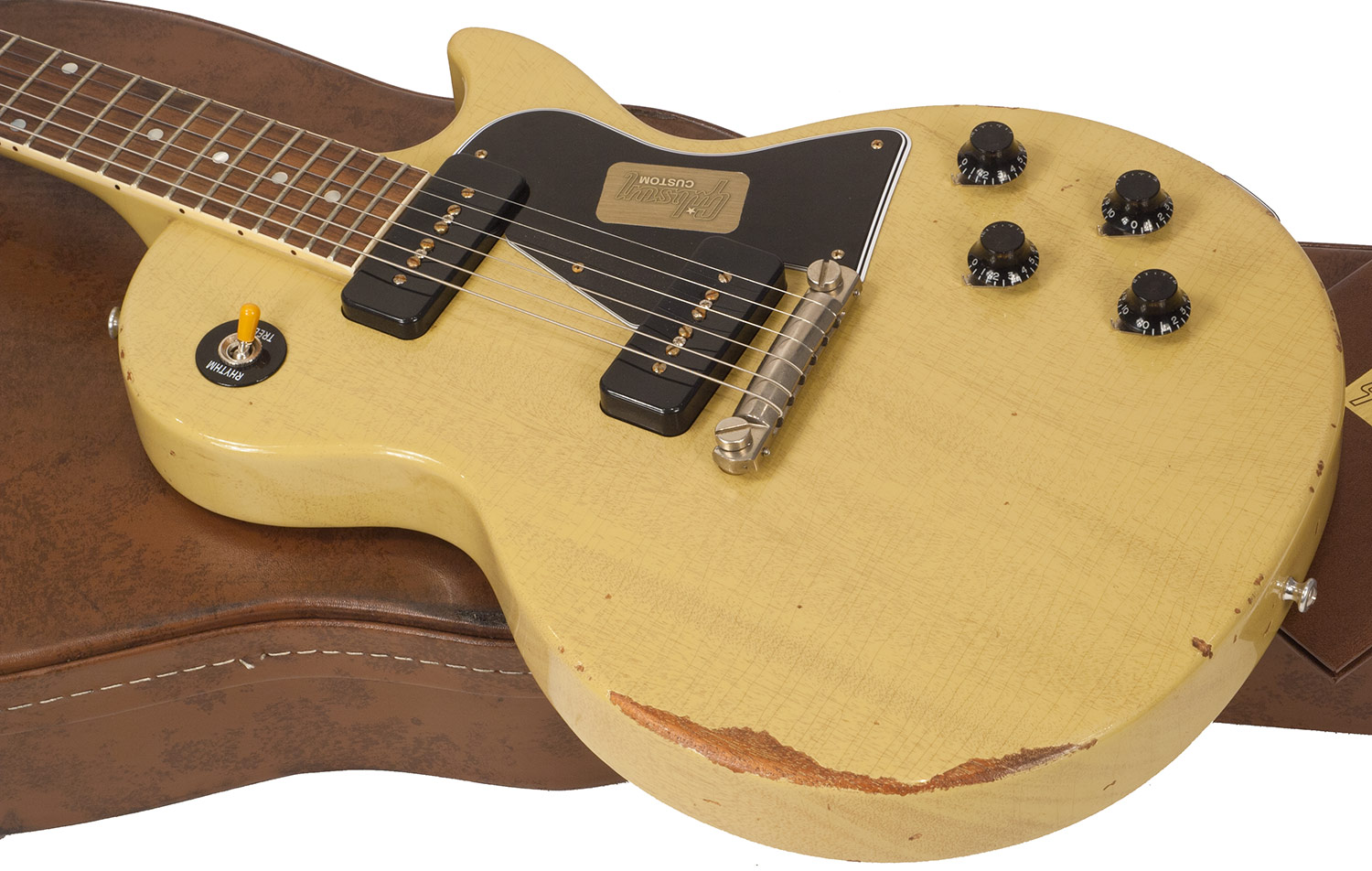 Gibson Custom Shop M2m  Les Paul Special 1960 Single Cut 2p90 Ht Rw - Heavy Aged Tv Yellow - Enkel gesneden elektrische gitaar - Variation 2
