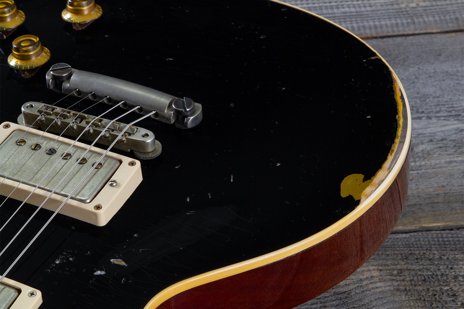 Gibson Custom Shop M2m Les Paul Standard 1958 2h Ht Rw #85546 - Murphy Lab Light Aged Ebony O. Gold - Single cut gitaar - Variation 2