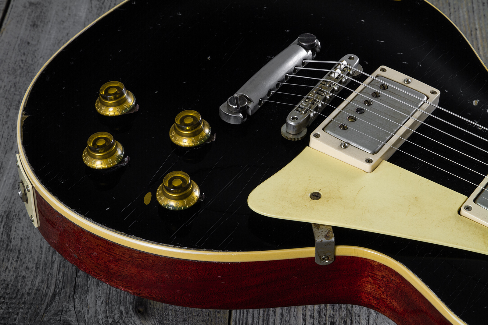 Gibson Custom Shop M2m Les Paul Standard 1958 2h Ht Rw #85546 - Murphy Lab Light Aged Ebony O. Gold - Single cut gitaar - Variation 3