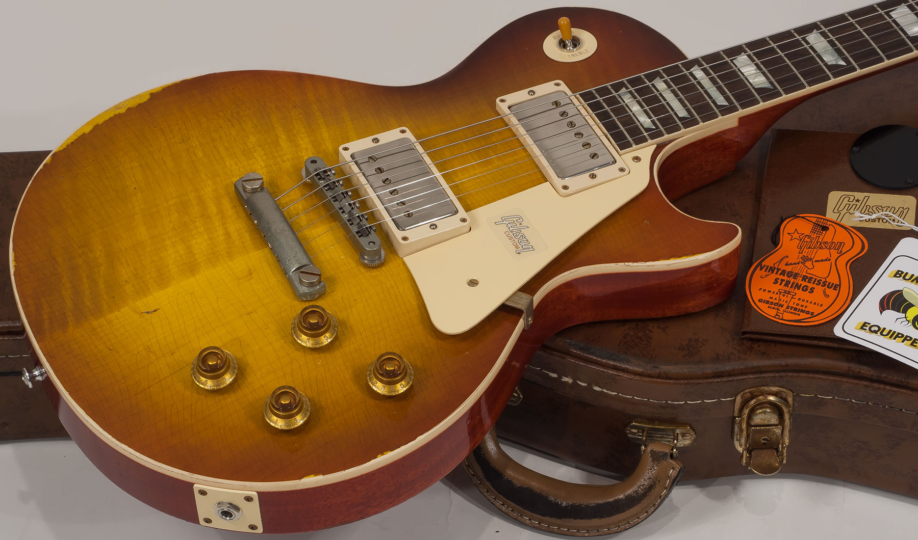 Gibson Custom Shop M2m Les Paul Standard 1958 2h Ht Rw #88149 - Heavy Aged Kentucky Bourbon Fade - Enkel gesneden elektrische gitaar - Variation 2