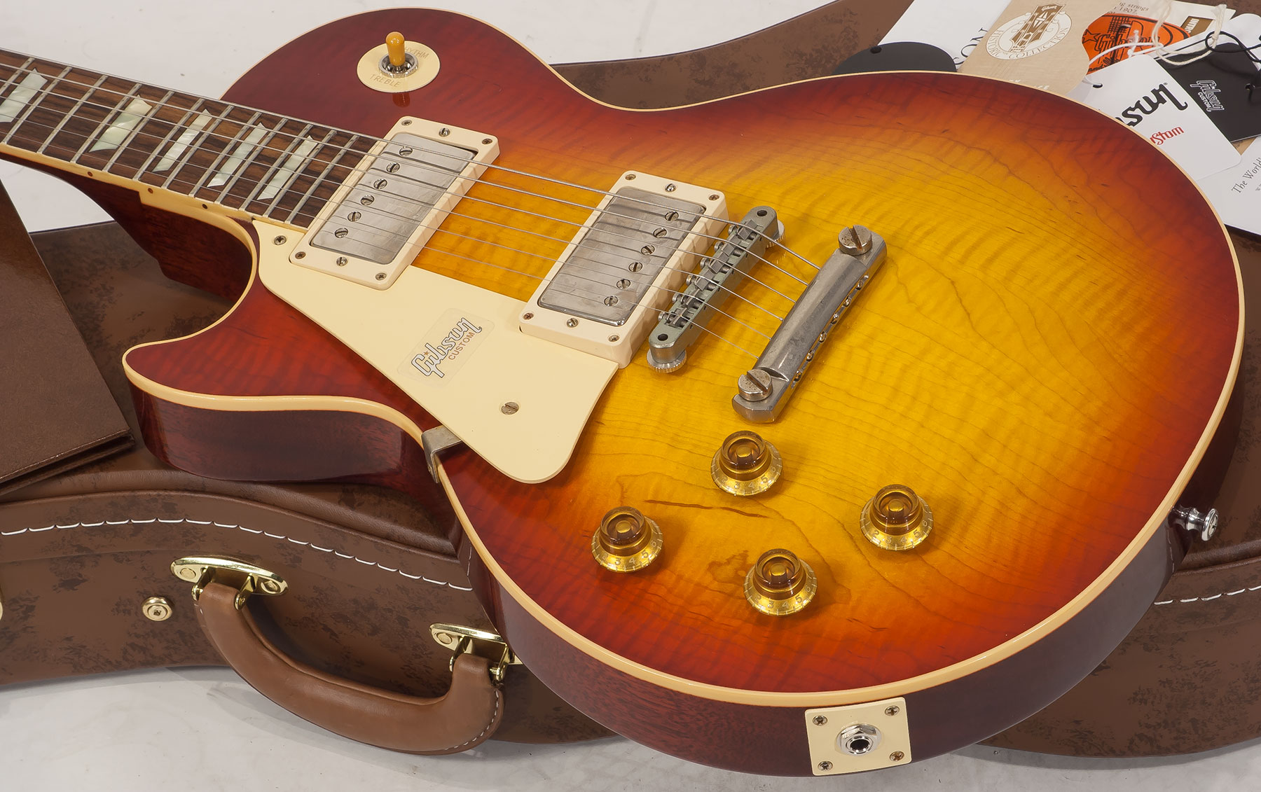 Gibson Custom Shop M2m Les Paul Standard 1959 Lh Gaucher Ltd 2h Ht Rw #971610 - Vos Washed Cherry - Linkshandige elektrische gitaar - Variation 2