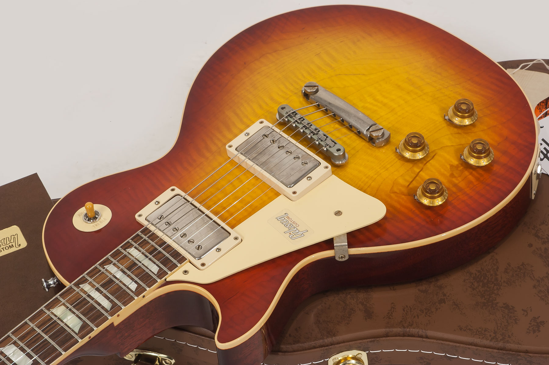 Gibson Custom Shop M2m Les Paul Standard 1959 Lh Gaucher Ltd 2h Ht Rw #971610 - Vos Washed Cherry - Linkshandige elektrische gitaar - Variation 4