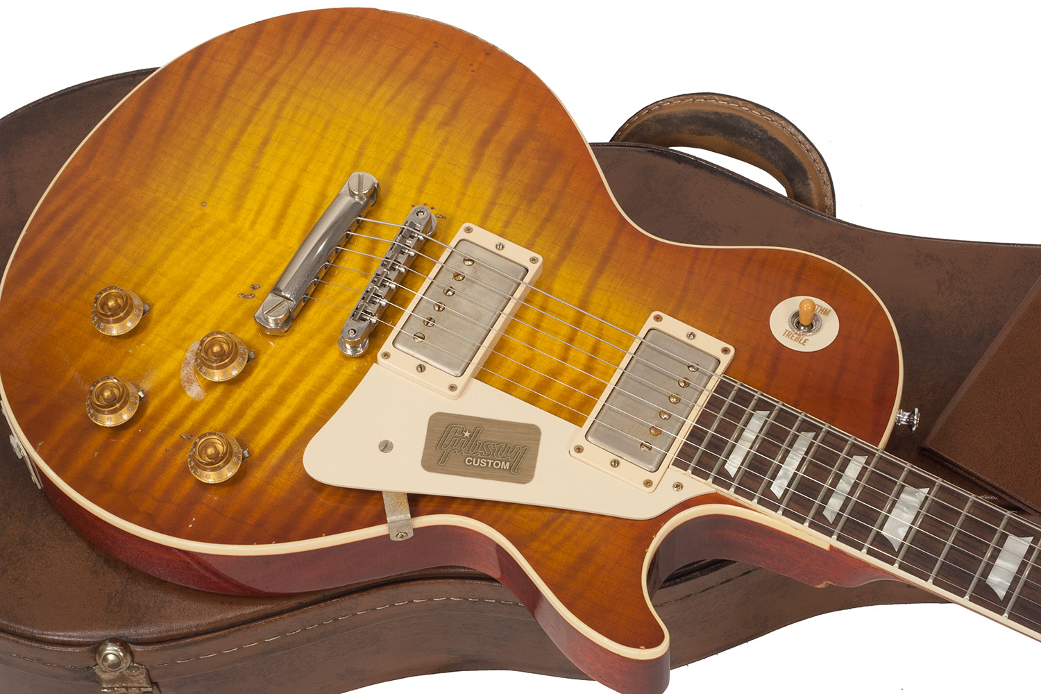 Gibson Custom Shop M2m Les Paul Standard 1959 2h Ht Rw #r961618 - Aged Sunrise Teaburst - Enkel gesneden elektrische gitaar - Variation 1