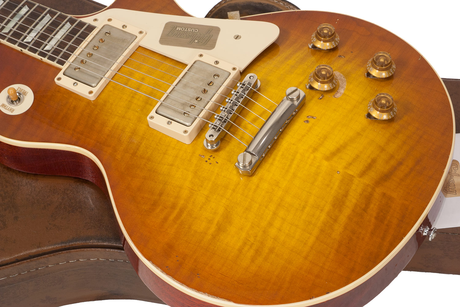 Gibson Custom Shop M2m Les Paul Standard 1959 2h Ht Rw #r961618 - Aged Sunrise Teaburst - Enkel gesneden elektrische gitaar - Variation 2