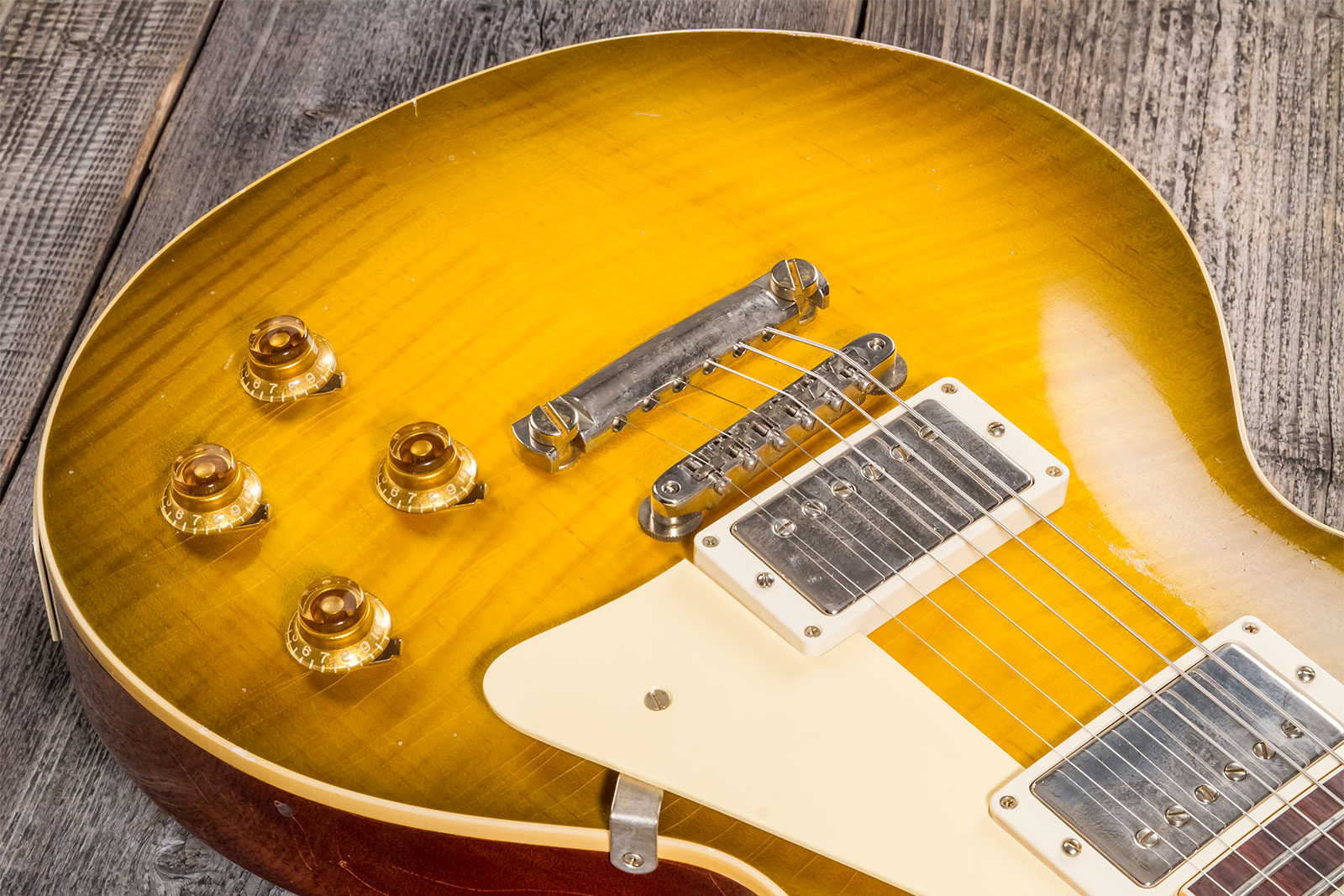 Gibson Custom Shop M2m Les Paul Standard 1959 Reissue 2h Ht Rw #932149 - Murphy Lab Light Aged Green Lemon Burst - Enkel gesneden elektrische gitaar -