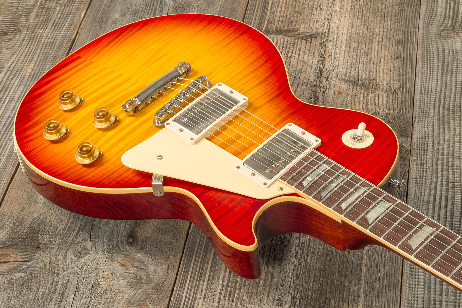 Gibson Custom Shop M2m Les Paul Standard 1959 Reissue 2h Ht Rw #94389 - Murphy Lab Light Aged Washed Cherry Sunburst - Enkel gesneden elektrische gita