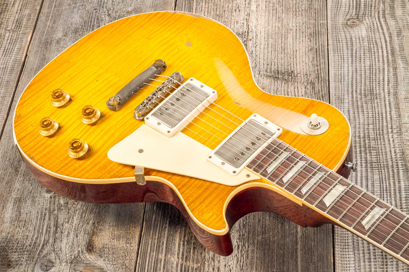 Gibson Custom Shop M2m Les Paul Standard 1959 Reissue 2h Ht Rw #94548 - Murphy Lab Ultra Heavy Aged Lemon Burst - Enkel gesneden elektrische gitaar - 