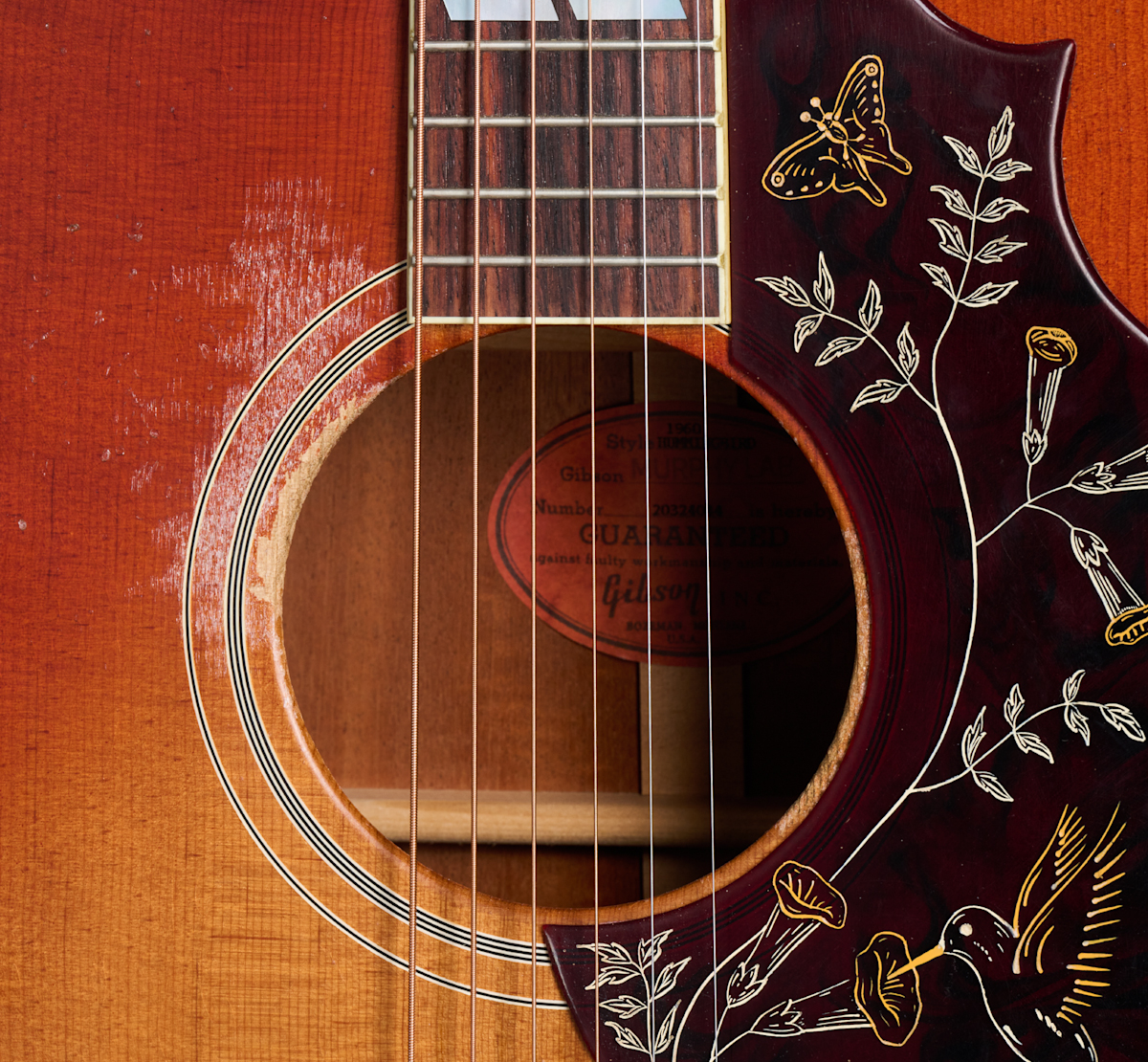 Gibson Custom Shop Murphy Lab Hummingbird 1960 Fixed Bridge Dreadnought Epicea Acajou Rw - Heavy Aged Washed Cherry Sunburst - Folk gitaar - Variation
