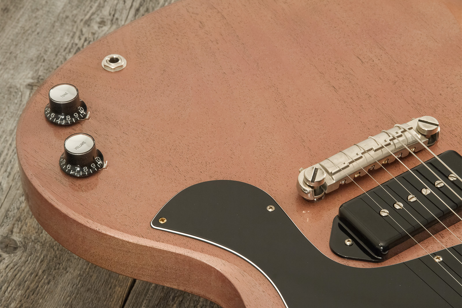 Gibson Custom Shop Sg Junior 1963 Lightning Bar 1s P90 Ht Rw - Vos Tv Heather Poly - Double cut gitaar - Variation 3