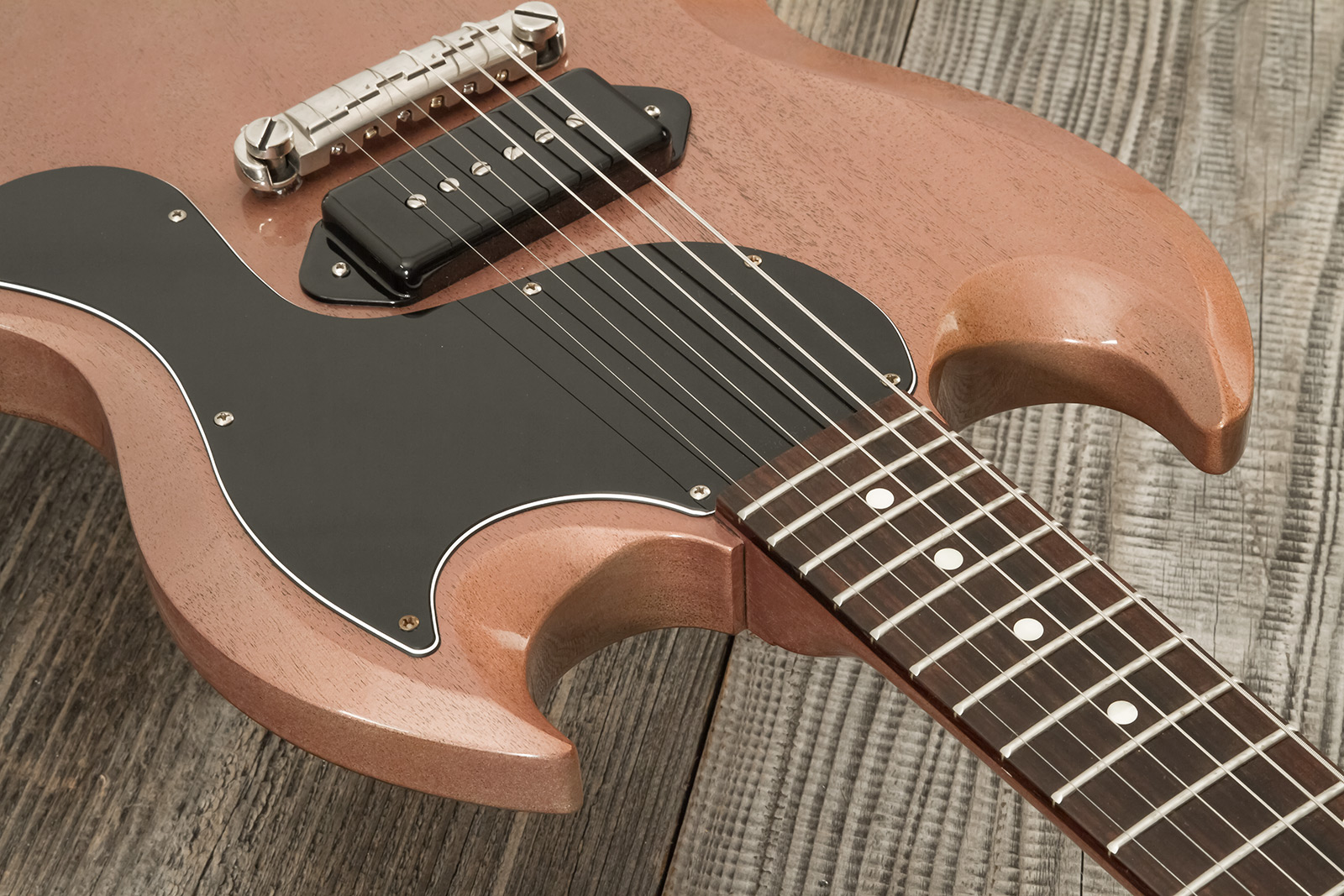 Gibson Custom Shop Sg Junior 1963 Lightning Bar 1s P90 Ht Rw - Vos Tv Heather Poly - Double cut gitaar - Variation 4