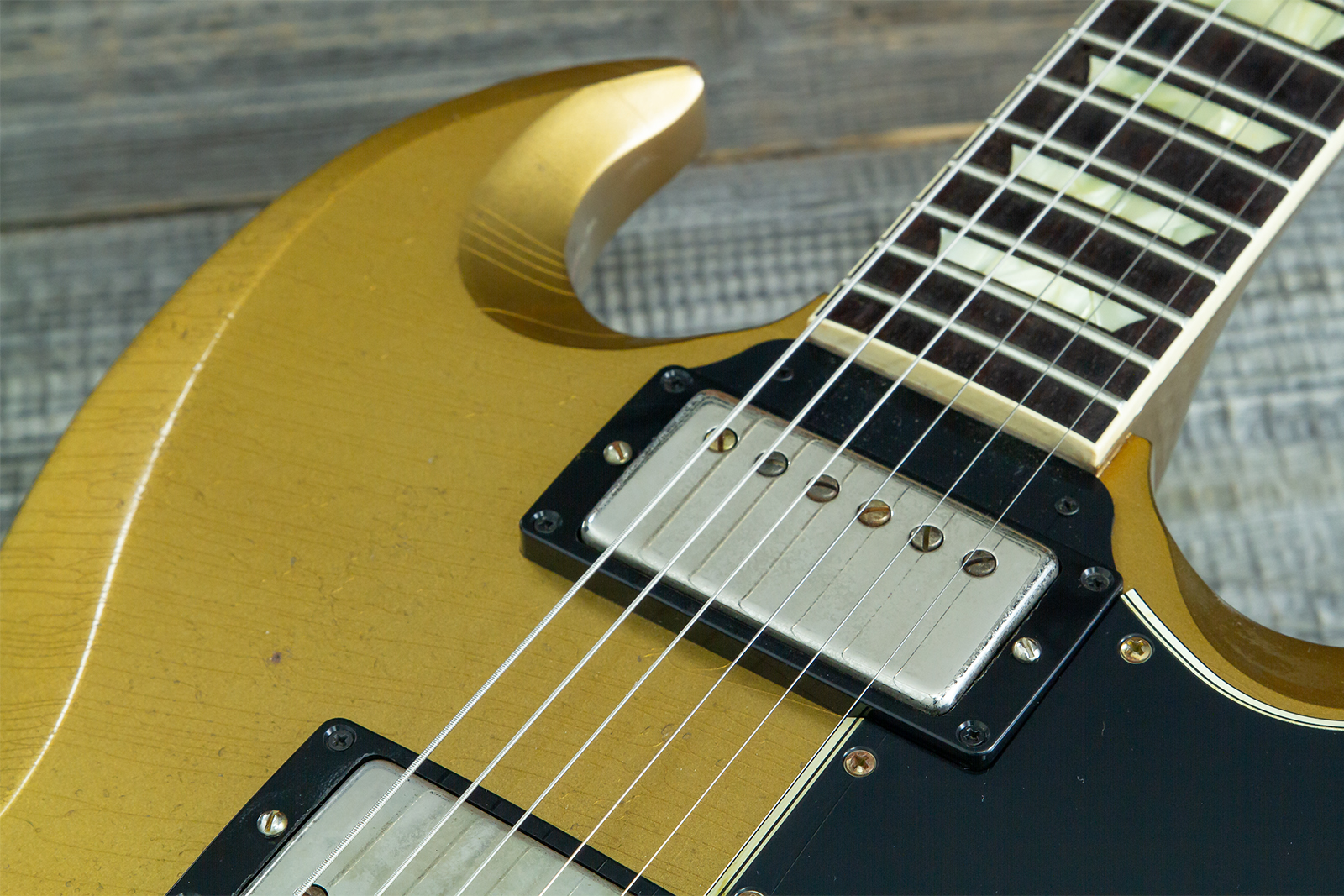 Gibson Custom Shop Sg Standard 1961 Reissue 2h Ht Rw #500881 - Murphy Lab Ultra Heavy Aged Double Gold - Double cut gitaar - Variation 7