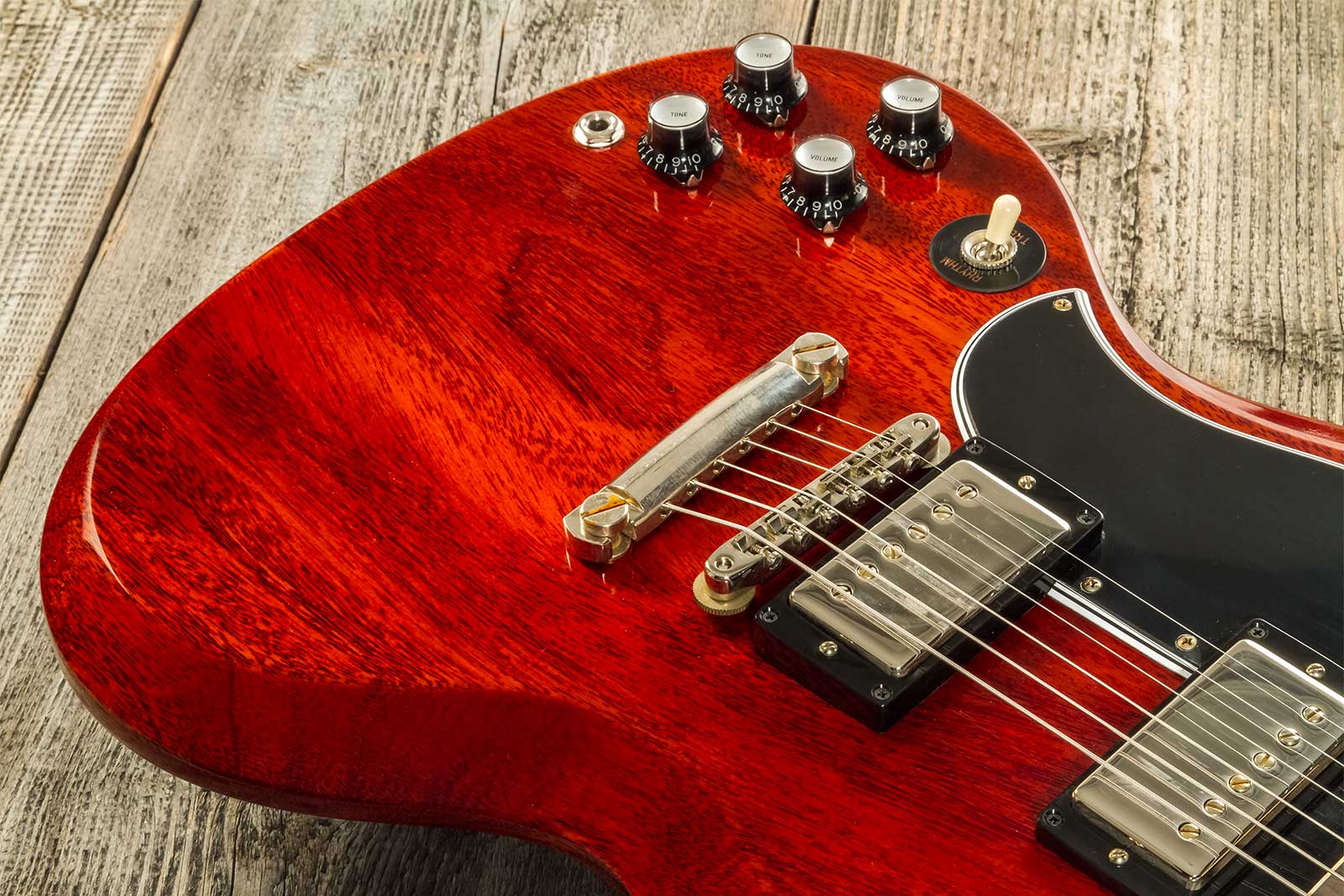Gibson Custom Shop Sg Standard 1961 Stop Bar Reissue Lh Gaucher 2019 2h Ht Rw #400261 - Vos Cherry Red - Guitarra eléctrica de doble corte. - Variatio