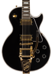 Enkel gesneden elektrische gitaar Gibson Custom Shop M2M Les Paul Custom Flowerpot Headstock - Ebony Gloss