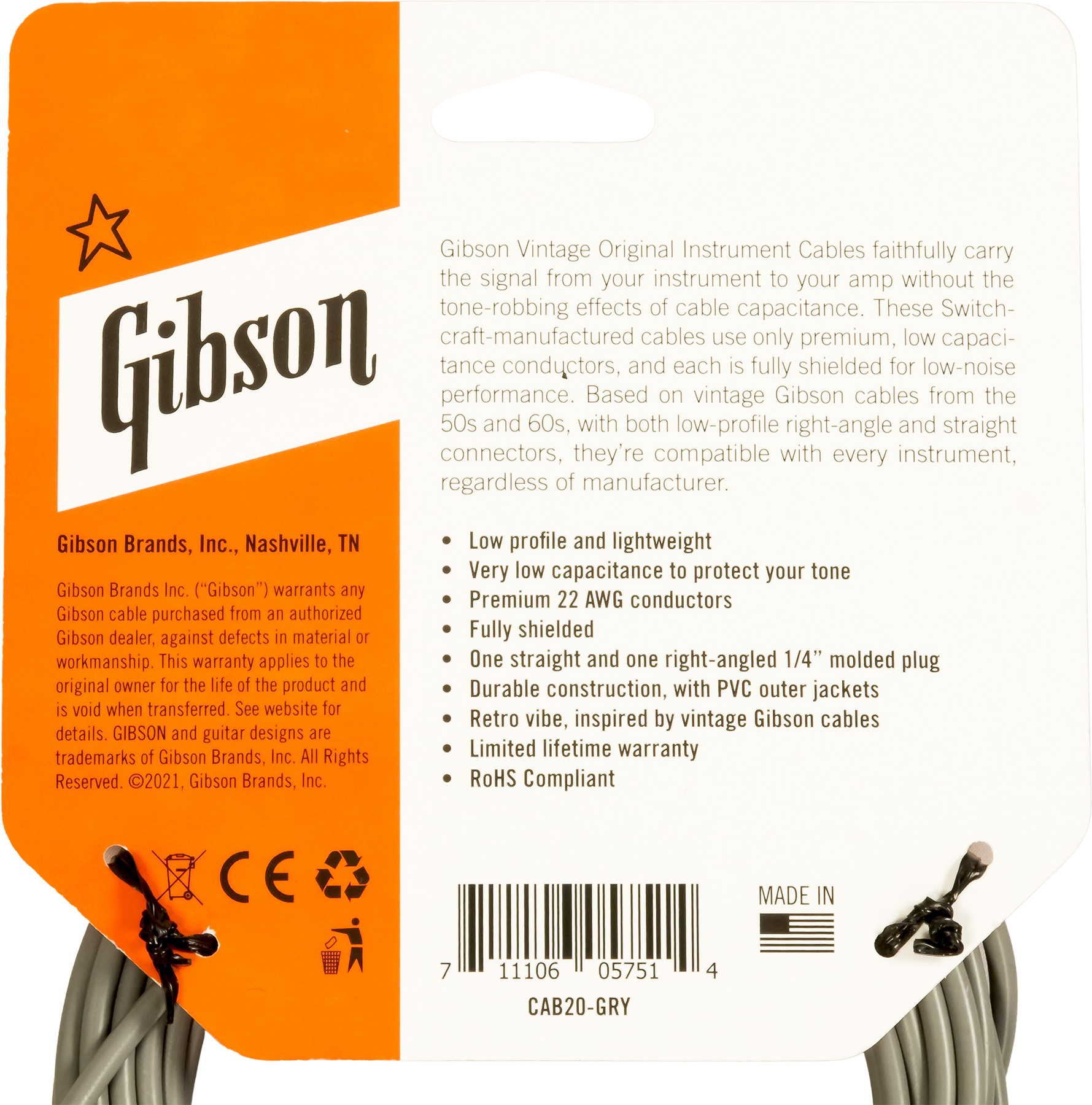Gibson Instrument Vintage Original 20ft 6m - Kabel - Variation 1