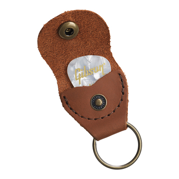 Gibson Premium Leather Pickholder Keychain Brown - Plectrumhouder - Variation 2