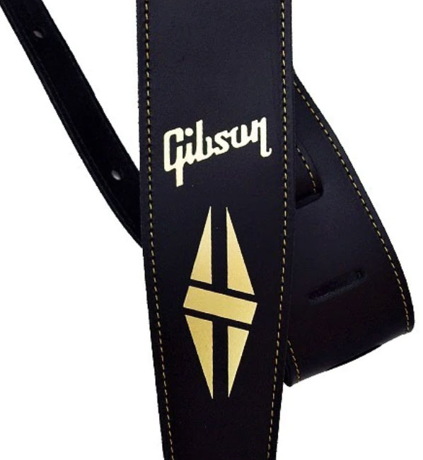 Gibson The Split-diamond Guitar Strap Cuir 2.5inc Black - Gitaarriem - Variation 1