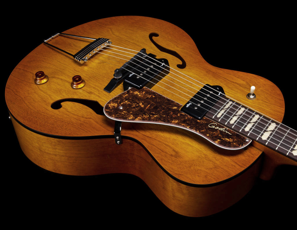 Godin 5th Avenue Jumbo P90 2s Ht Rw - Harvest Gold - Hollow bodytock elektrische gitaar - Variation 2