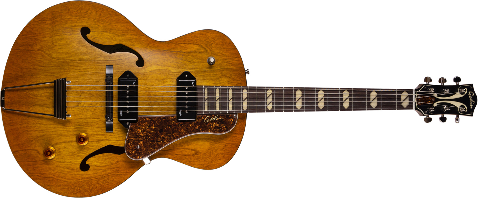 Godin 5th Avenue Jumbo P90 2s Ht Rw - Harvest Gold - Hollow bodytock elektrische gitaar - Main picture