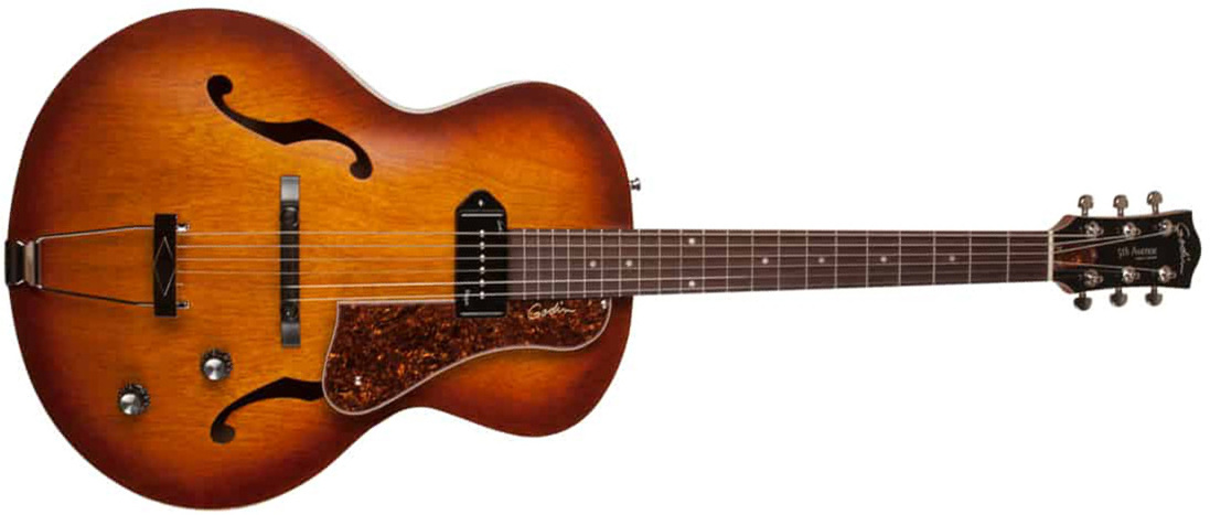 Godin 5th Avenue Kingpin P90 Rw - Cognac Burst - Hollow bodytock elektrische gitaar - Main picture