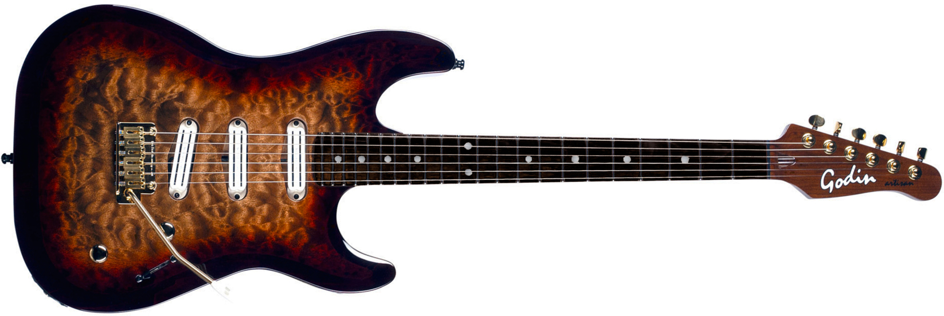 Godin Artisan Stiii 3h Trem En - Whiskey Burst - Elektrische gitaar in Strat vorm - Main picture