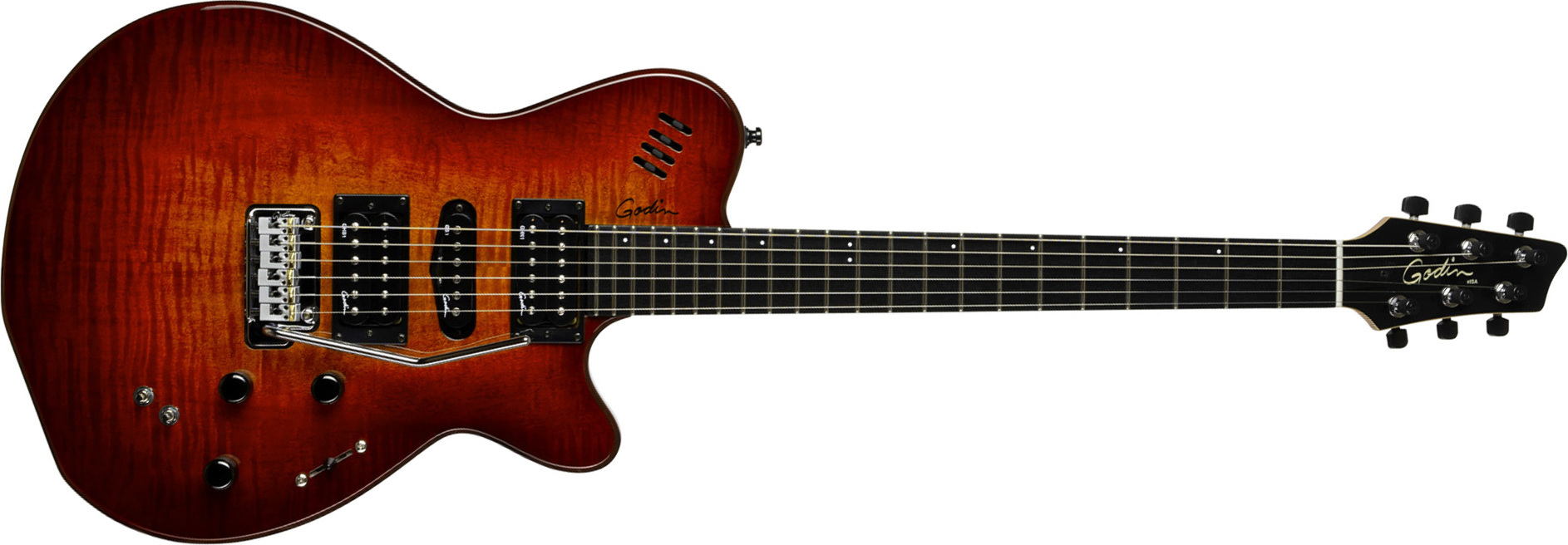 Godin Xtsa Hsh Piezo Midi Trem Ric - Lightburst Flame - MIDI / Digital elektrische gitaar - Main picture