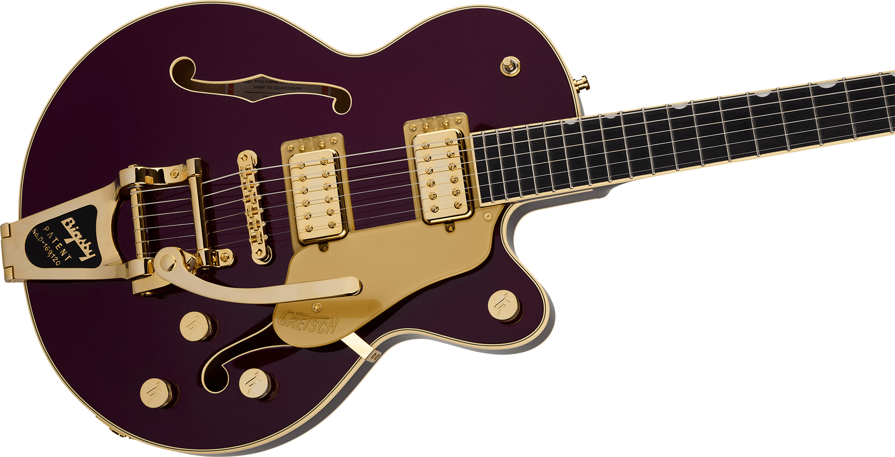 Gretsch Broadkaster Jr Lx Center Block Dc Bigsby Pro. Jap 2h Trem Eb - Blackberry - Semi hollow elektriche gitaar - Variation 2