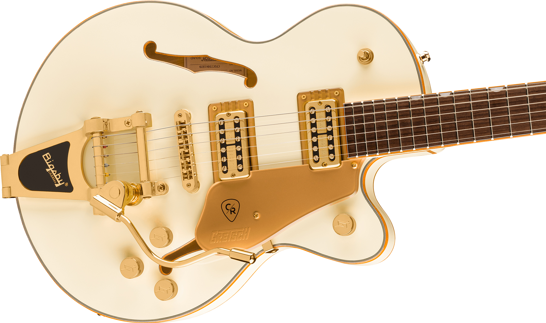 Gretsch Chris Rocha Broadkaster Jr Center Block Electromatic Signature Bigsby 2h Trem Rw - Vintage White - Semi hollow elektriche gitaar - Variation 2