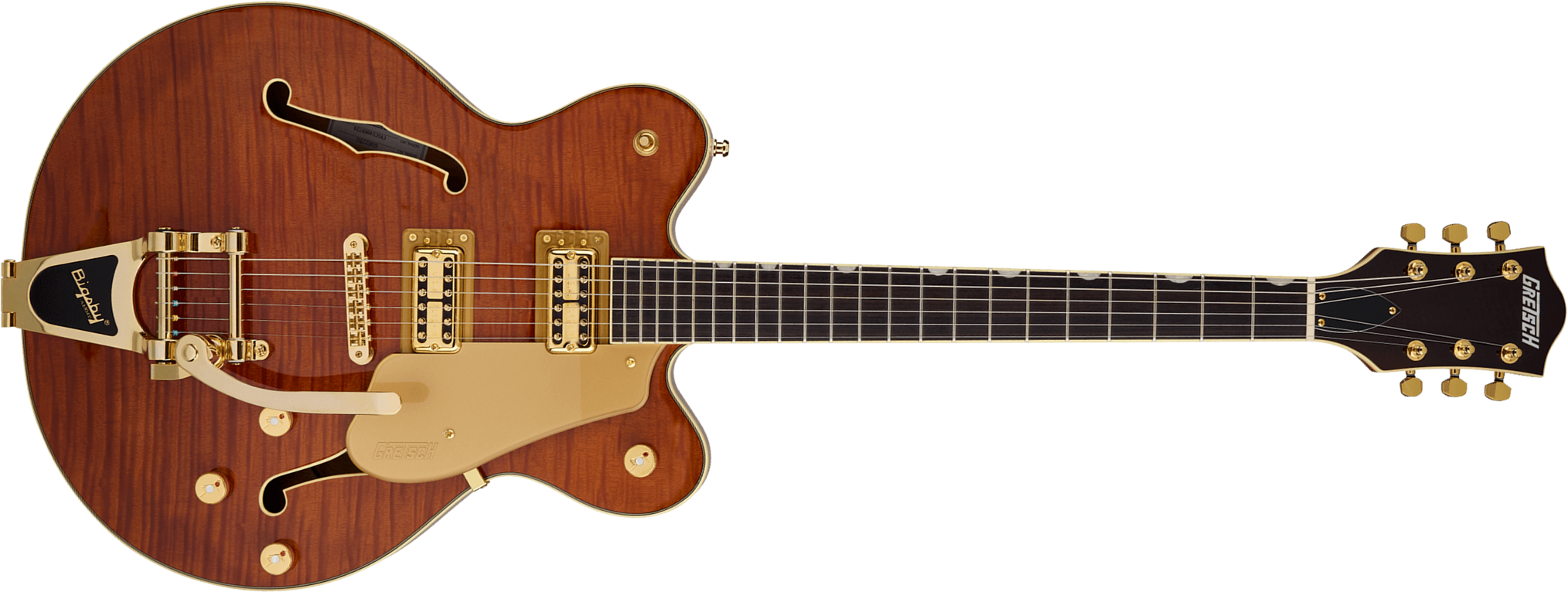 Gretsch Broadkaster Flame Okoume Dc Bigsby Electromatic 2h Trem Rw - Roundup Orange Stain - Semi hollow elektriche gitaar - Main picture