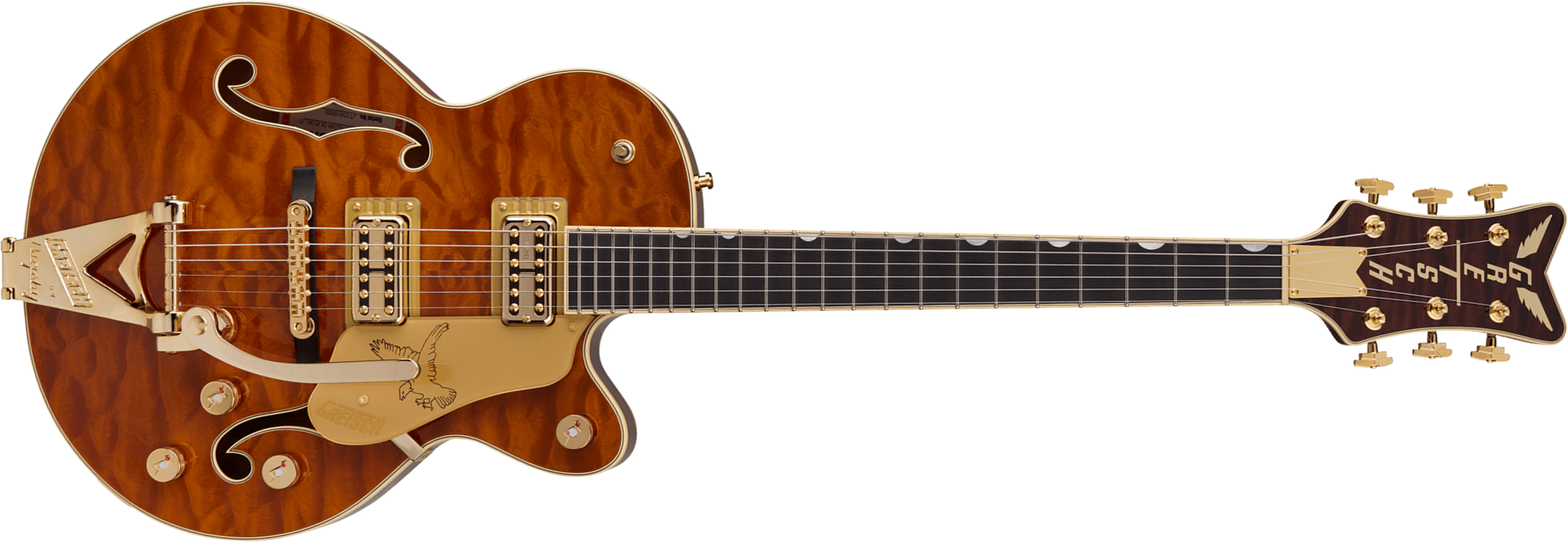 Gretsch Falcon Center Block Jr Bigsby Quilted Maple Pro Jap Ltd 2h Trem Eb - Roundup Orange Stain - Single cut gitaar - Main picture