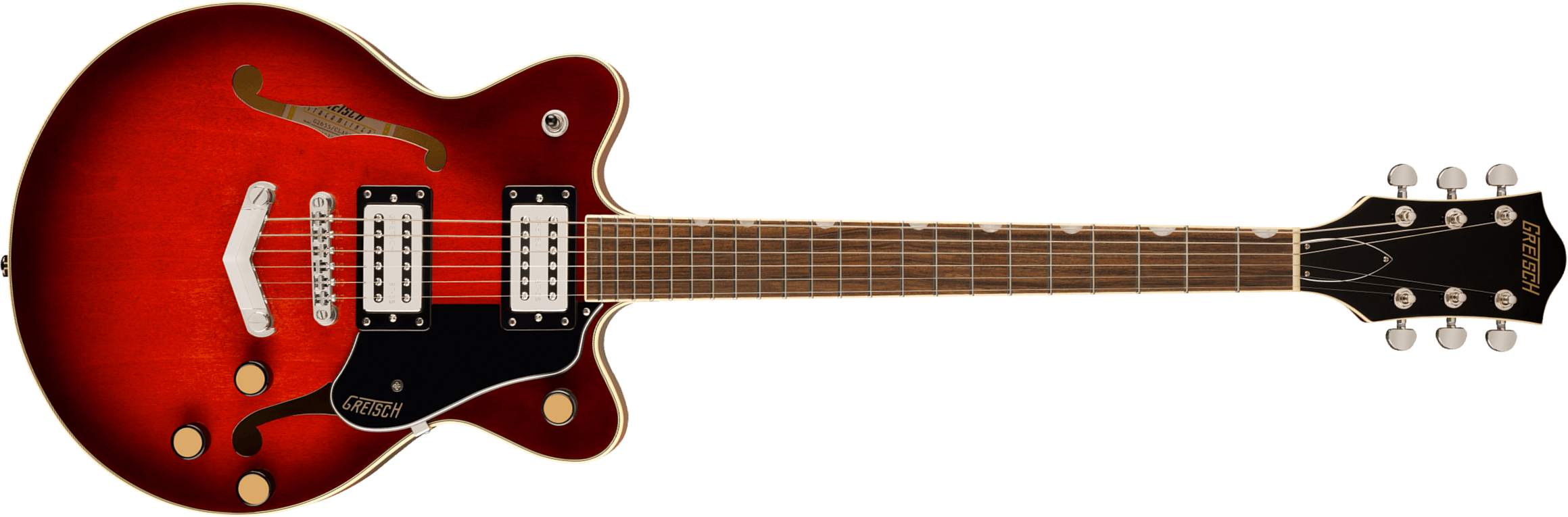 Gretsch G2655 Center Block Jr Dc V-stoptail Streamliner 2h Ht Lau - Claret Burst - Guitarra eléctrica de doble corte. - Main picture