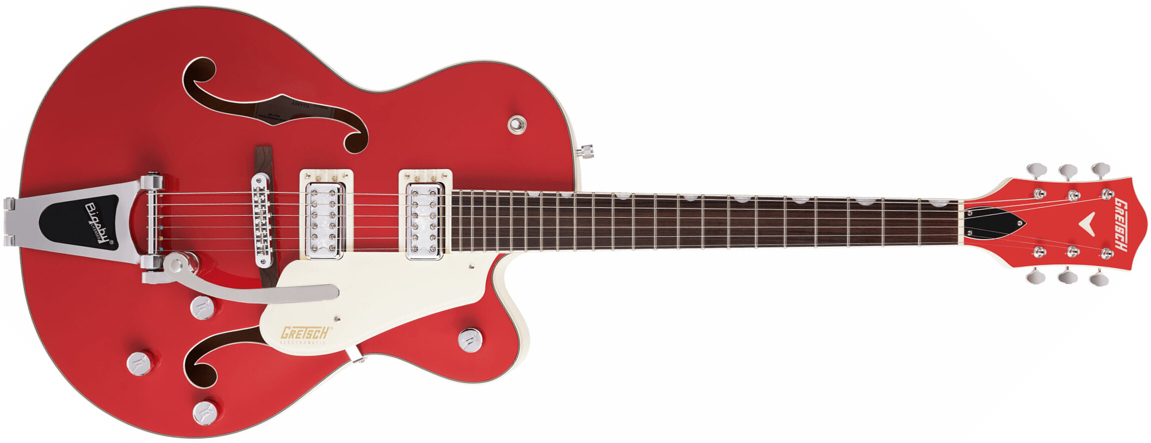 Gretsch G5410t Tri-five Electromatic Hollow Hh Bigsby Rw - 2-tone Fiesta Red On Vintage White - Semi hollow elektriche gitaar - Main picture