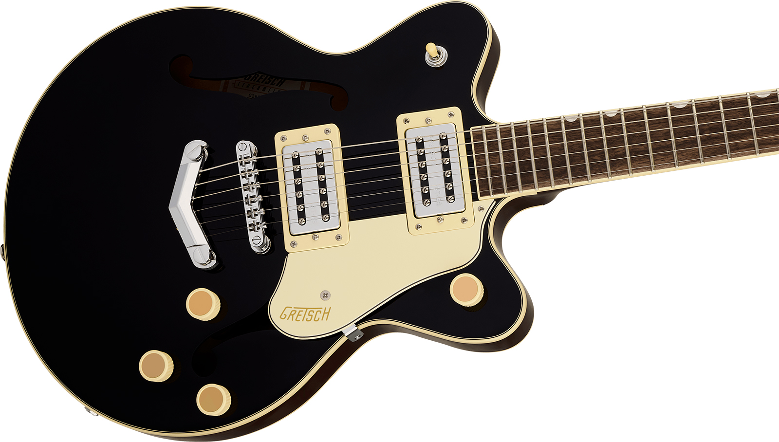 Gretsch G2655 Center Block Jr Dc V-stoptail Streamliner 2h Ht Lau - Black - Double cut gitaar - Variation 2