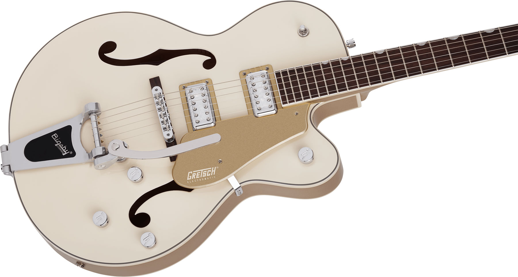 Gretsch G5410t Tri-five Electromatic Hollow Hh Bigsby Rw - Two-tone Vintage White/casino Gold - Semi hollow elektriche gitaar - Variation 2