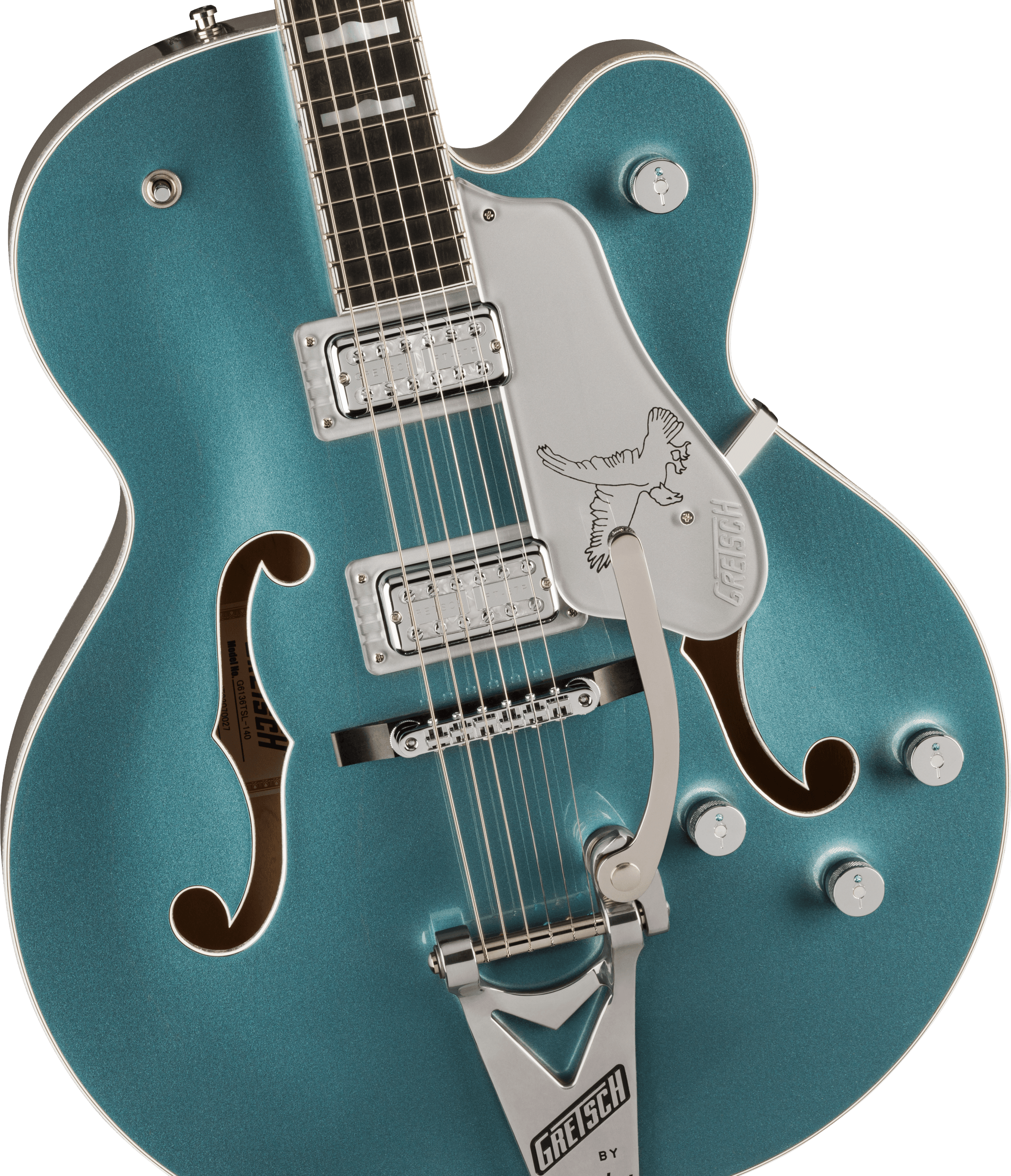 Gretsch G6136t-140 Ltd 140th Double-platinum Falcon Eb - Two-tone Stone Platinum/pure Platinum - Semi hollow elektriche gitaar - Variation 2