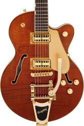Semi hollow elektriche gitaar Gretsch Electromatic Flame Okoume Broadkaster Jr. Single Double-Cut Bigsby Ltd - Roundup orange stain